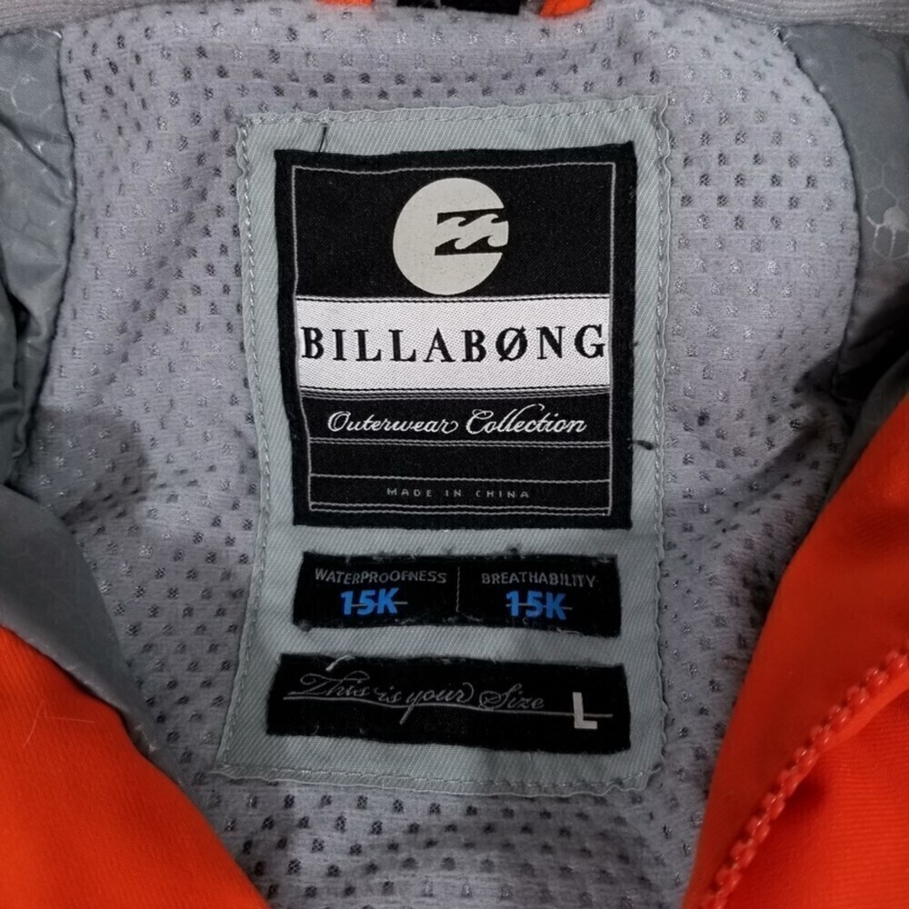 Billabong Waterproof 15k Insulated Hoodie Snow Jacket Mens Large Gorpcore Orange - Picture 2 of 13